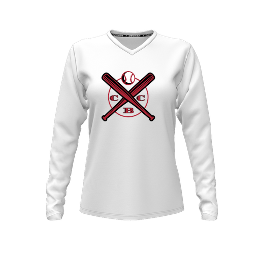 [FTLVCFWH-FYXS-LOGO1] Decker Comfort T-Shirt (Female Youth XS, White, V Neck, Logo 1, Long Sleeve)