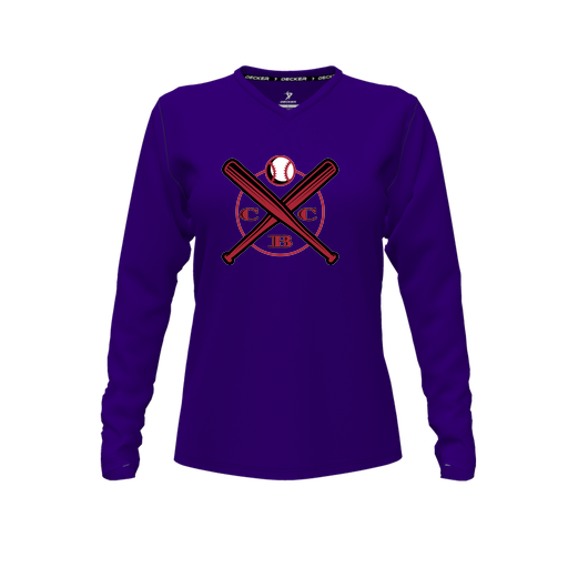 [FTLVCFPP-FYXS-LOGO1] Decker Comfort T-Shirt (Female Youth XS, Purple, V Neck, Logo 1, Long Sleeve)