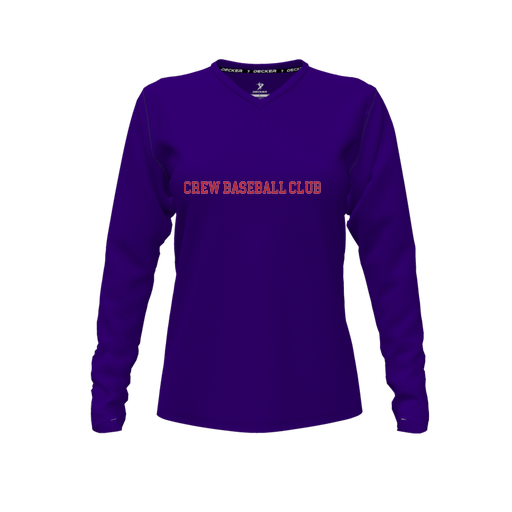 [CUS-DFW-TEES-PER-VNK-LSL-PUR-FYXS-LOGO3] Decker Performance T-Shirt (Female Youth XS, Purple, V Neck, Logo 3, Long Sleeve)